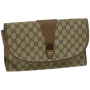 Pre-owned Leather clutches Gucci Vintage , Beige , Dames