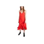 Rode Viscose Camisole Jurk met Ruffle Trim Kenzo , Red , Dames