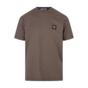 Modderkleurig katoenen jersey T-shirt Stone Island , Brown , Heren