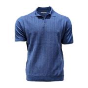 Blauw Linnen-Katoen Polo Shirt Ferrante , Blue , Heren