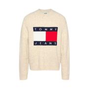 Melange Flag Sweater Regular Fit Tommy Jeans , Beige , Heren