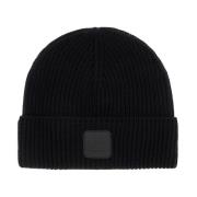 Geribbelde Wollen Beanie Hoed C.p. Company , Black , Heren