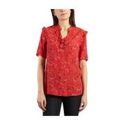 Rode Bloemenprint V-Hals Top Tara Jarmon , Red , Dames