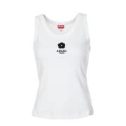 Bloemen Geborduurde Mouwloze Geribbelde Tanktop Kenzo , White , Dames