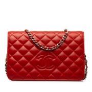 Pre-owned Leather wallets Chanel Vintage , Red , Dames