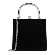 Klassieke Avondclutch met Metalen Handvat Kazar , Black , Dames