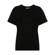 Zwart Bloemenpatch Crew Neck T-shirts Twinset , Black , Dames