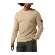 Heren Badge Waffles LS Tee Calvin Klein , Beige , Heren