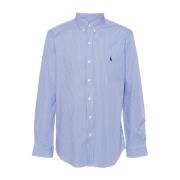 Lichtblauw Katoenen Shirt met Logo Polo Ralph Lauren , Blue , Heren