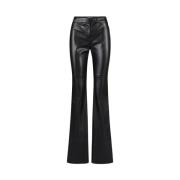 Flare Fit Broek in imitatieleer Iceberg , Black , Dames