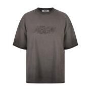 Grijze Crew-neck T-shirt met Logo Msgm , Gray , Dames