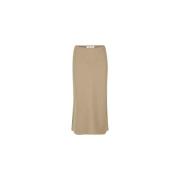 Ecovero Chinchilla Rok Midi Elastisch Samsøe Samsøe , Beige , Dames