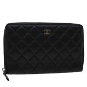 Pre-owned Leather wallets Chanel Vintage , Black , Dames