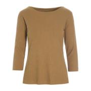 Globe Rib Blouse Donker Karamel Bitte Kai Rand , Beige , Dames