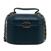 Pre-owned Leather chanel-bags Chanel Vintage , Blue , Dames