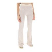 Monogram Lurex Gebreide Flared Broek Palm Angels , Beige , Dames