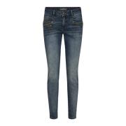 Slim-Fit Rock'n'Roll Jeans met Ritsdetails MOS Mosh , Blue , Dames