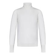 Luxe Witte Cashmere Coltrui Drumohr , White , Heren