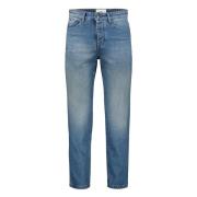 Klassieke Denim Jeans met Contraststiksels Ami Paris , Blue , Heren