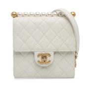 Pre-owned Leather chanel-bags Chanel Vintage , White , Dames