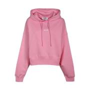 Katoenen Hoodie met Logo Print Msgm , Pink , Dames