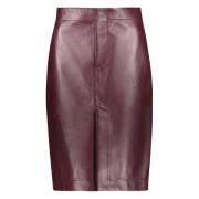 Leren rok met ritssluiting Bottega Veneta , Red , Dames