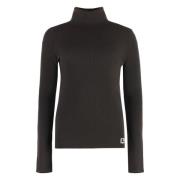 Geribbelde Wol Turtleneck Sweater Burberry , Brown , Dames