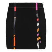 Contrasterend Gestikte Katoenen Minirok Emilio Pucci , Black , Dames