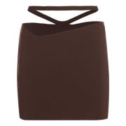 Gebreide Minirok met Uitgesneden Details Andrea Adamo , Brown , Dames