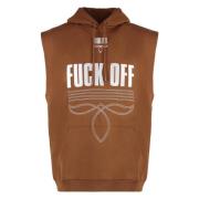 Geborduurde Katoenen Hoodie Vetements , Brown , Heren