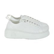 Witte hoge zool leren sneakers Emporio Armani , White , Dames