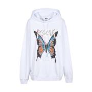 Maxi Print Katoenen Hoodie Msgm , White , Dames