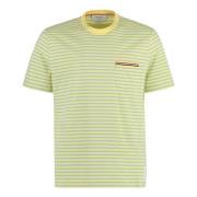 Gestreept katoenen T-shirt met driekleurig detail Thom Browne , Yellow...