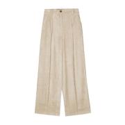 Beige Corduroy Straight Leg Trousers Alysi , Beige , Dames