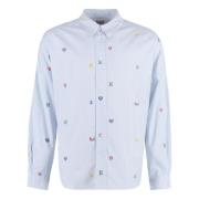 Gestreept Button-Down Katoenen Overhemd Kenzo , Blue , Heren