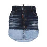 Versleten Denim Minirok Dsquared2 , Blue , Dames