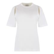 Geribbelde crew-neck T-shirt, 100% katoen Calvin Klein , White , Dames