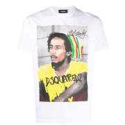 Casual Katoenen T-Shirt Dsquared2 , White , Heren