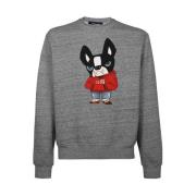 Katoenen sweatshirt met geribbelde randen Dsquared2 , Gray , Heren