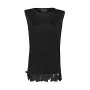 Mouwloze Top met Rits en Decoratieve Rand John Richmond , Black , Dame...