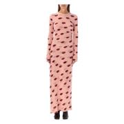 Lips Print Maxi Jurk Dusty Rose Stella McCartney , Pink , Dames