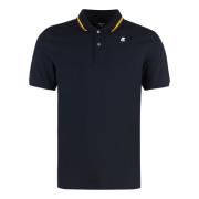 Katoenen Polo Shirt met Logo Patch K-Way , Blue , Heren