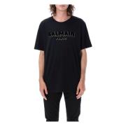 Zwart & Goud Logo T-Shirt Balmain , Black , Heren