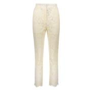 Kanten broek met zijzakken en zijde Dolce & Gabbana , Beige , Dames