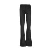 Flared Broek met Metalen Knopen Tom Ford , Black , Dames