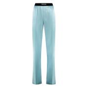 Zijden broek met fluwelen inzetstuk Tom Ford , Blue , Dames