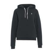 Zwarte Geborduurde Logo Hoodie Aw24 Ralph Lauren , Black , Dames