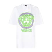 Dameskleding T-shirts en polo`s Wit Aw23 Versace , White , Dames