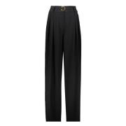 Zijden Geplooide Broek Salvatore Ferragamo , Black , Dames