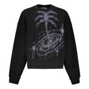 Gedrukte Katoenen Sweatshirt met Voorkant Print Palm Angels , Black , ...